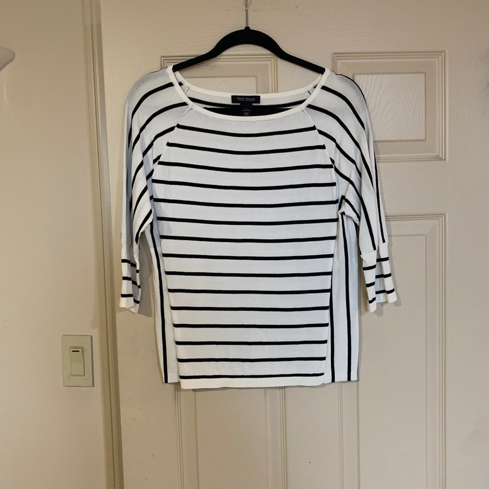 White House Black Market White/Black Knit Sweater sz S